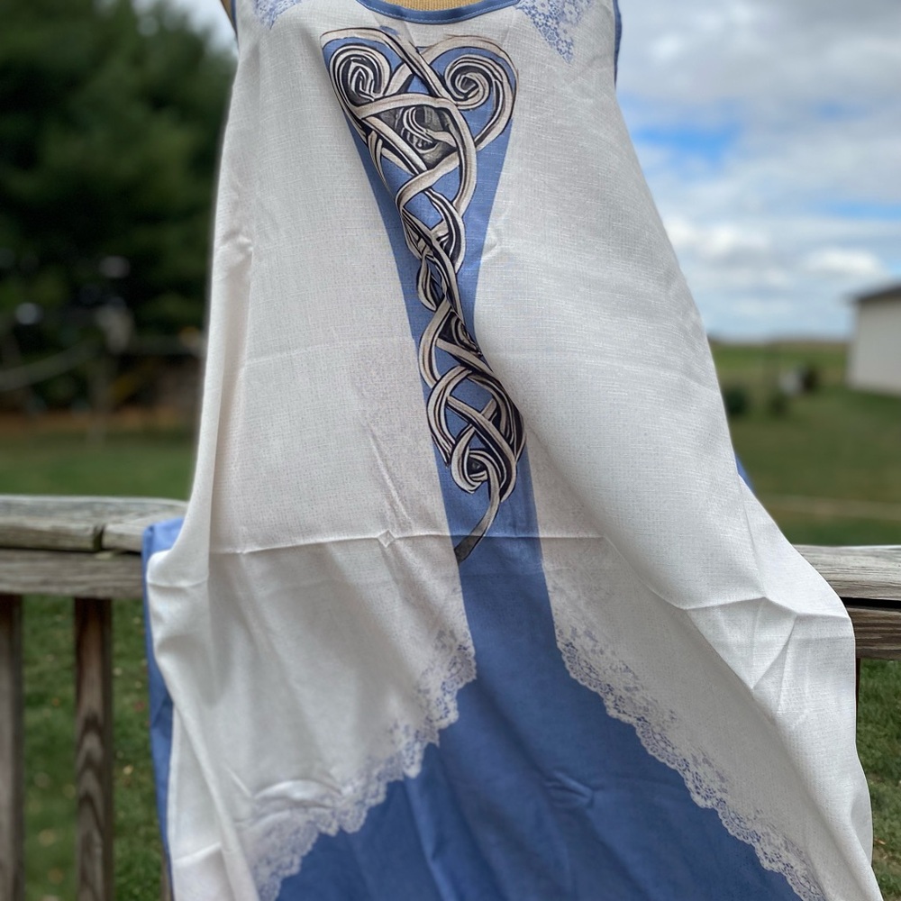 NWT SHEIN Blue and White Tribal Celtic Design Lace Print Dress XL